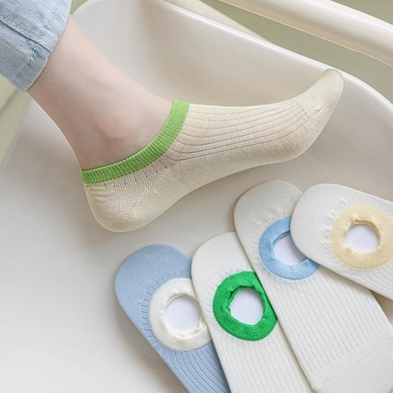 مخطط القطن النقي جوارب قارب الفم مخطط القطن النقي جوارب قارب الفم